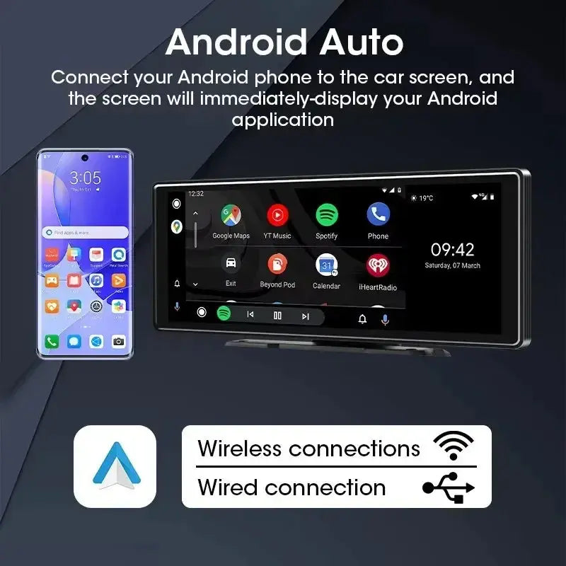 Autoradio universel avec écran de 10,26 pouces, lecteur multimédia, WIFI, vidéo, sans fil, Carplay, Android Auto, double Bluetooth 5.0, FM, USB, moniteur