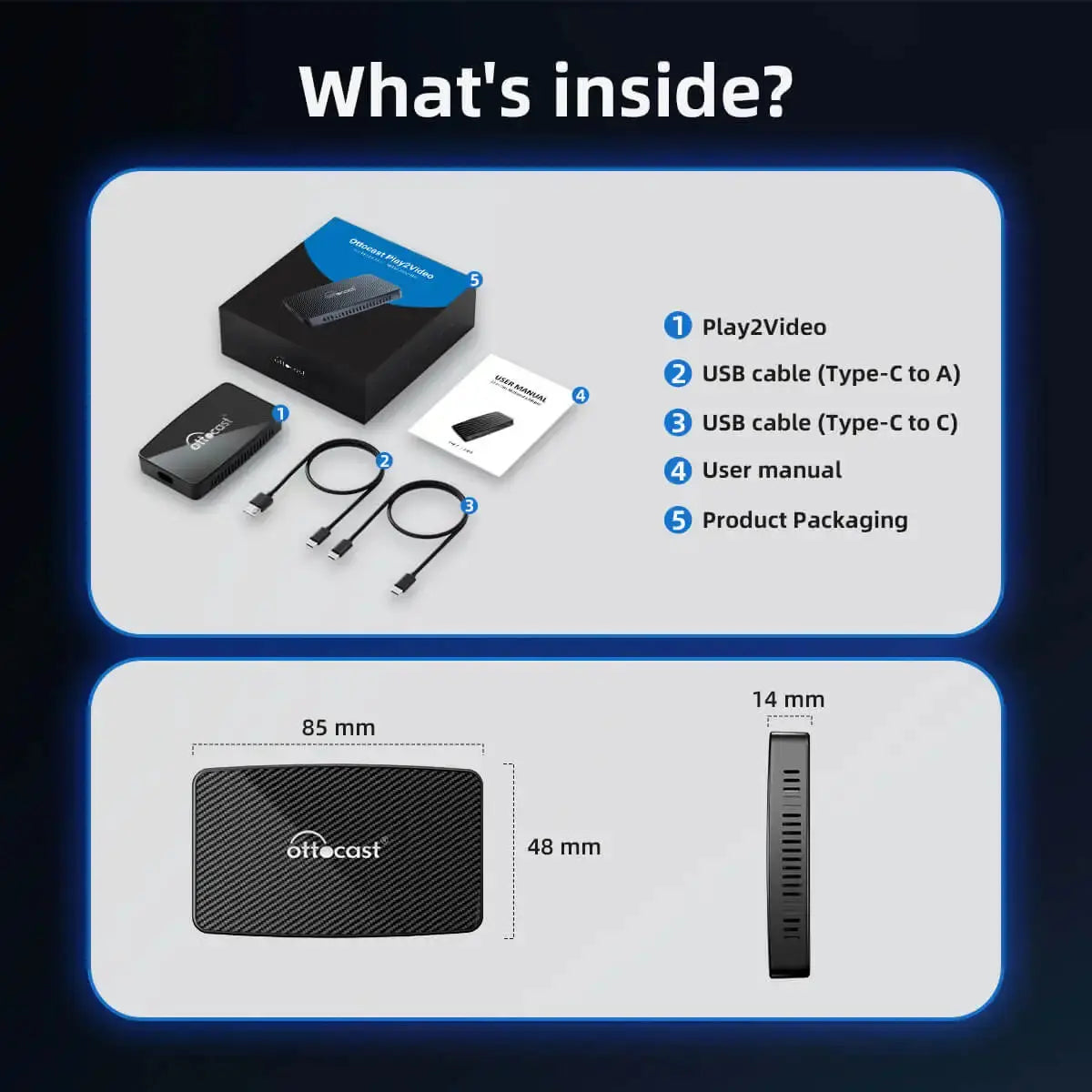 Adaptateur Android Auto CarPlay sans fil OTTOCAST Play2Video Pro pour YouTuber pour NetFlix Accessoires de voiture pour Lada HAVAL HYUNDRI - Ottocast