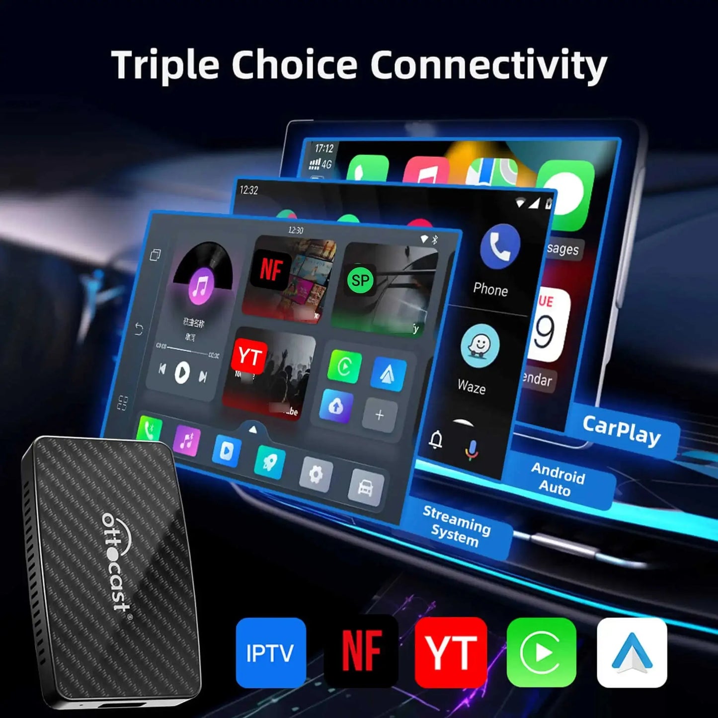Adaptateur Android Auto CarPlay sans fil OTTOCAST Play2Video Pro pour YouTuber pour NetFlix Accessoires de voiture pour Lada HAVAL HYUNDRI - Ottocast