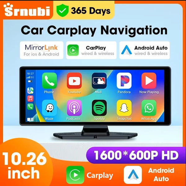 Autoradio universel avec écran de 10,26 pouces, lecteur multimédia, WIFI, vidéo, sans fil, Carplay, Android Auto, double Bluetooth 5.0, FM, USB, moniteur