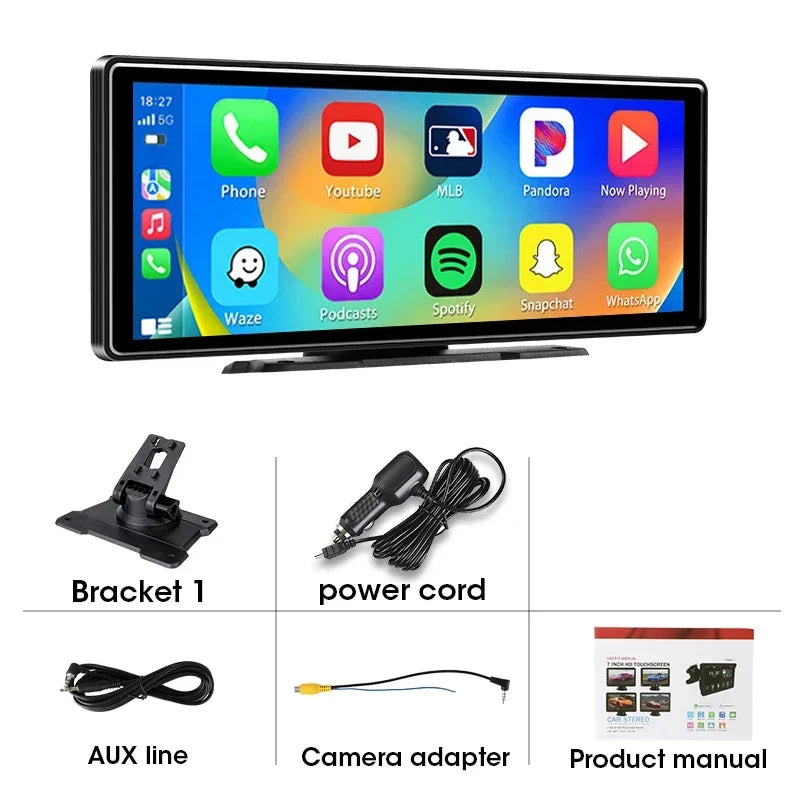 Autoradio universel avec écran de 10,26 pouces, lecteur multimédia, WIFI, vidéo, sans fil, Carplay, Android Auto, double Bluetooth 5.0, FM, USB, moniteur