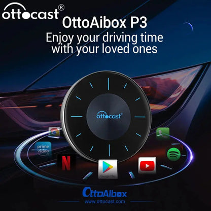 OTTOCAST OttoAiBox P3 CarPlay AI Box sans fil Android Auto TV Box mini HDMI pour Renault Lada Kia Hyundai VW Accessoires de voiture - Ottocast